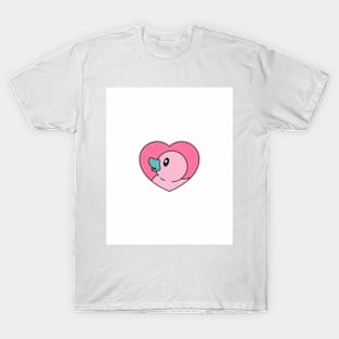 Cute Duck With A Pink Heart Background T-Shirt